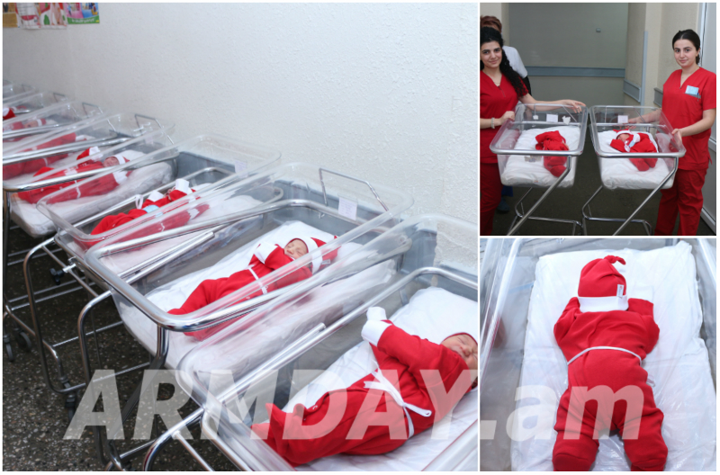 Երևանում տասնյակ նորածինների Ձմեռ Պապիկի շորերով հանձնեցին իրենց մայրիկներին (լուսանկարներ )