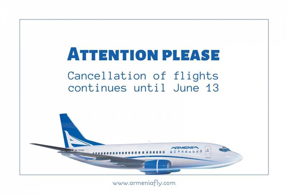 Երևան-Մոսկվաև Երևան-Թբիլիսի կանոնավոր չվերթերը չեղարկվում են մինչև հունիսի 30-ը. «Արմենիա» ավիաընկերություն
