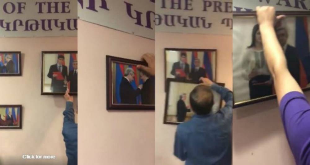 «Սինոփսիս» ընկերության պատերից հեռացվել են Սերժ Սարգսյանի լուսանկարները (տեսանյութ)