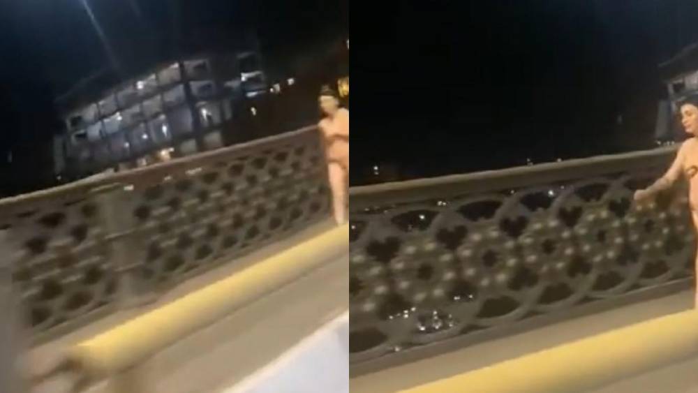 Զարհուրելի դեպք.  մերկ կինը քայլում է Կիևյան կամրջով. (տեսանյութ)