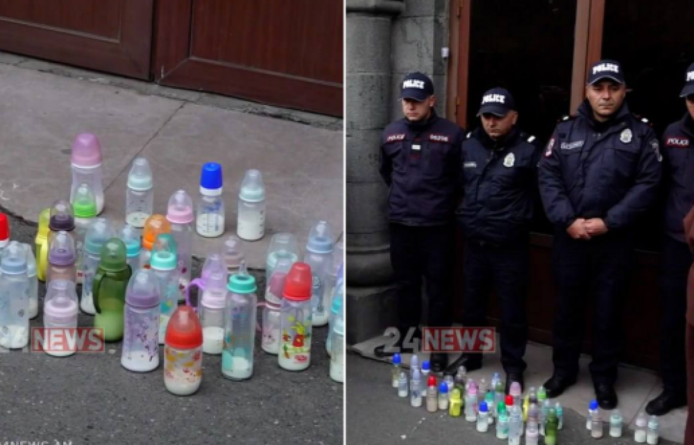 «Ամո՛թ, ամո՛թ». մանկական կաթի շշերով ակցիա՝ Հակակոռուպցիոն կոմիտեի դռան առջև՝ Գոհար Ղումաշյանի համար