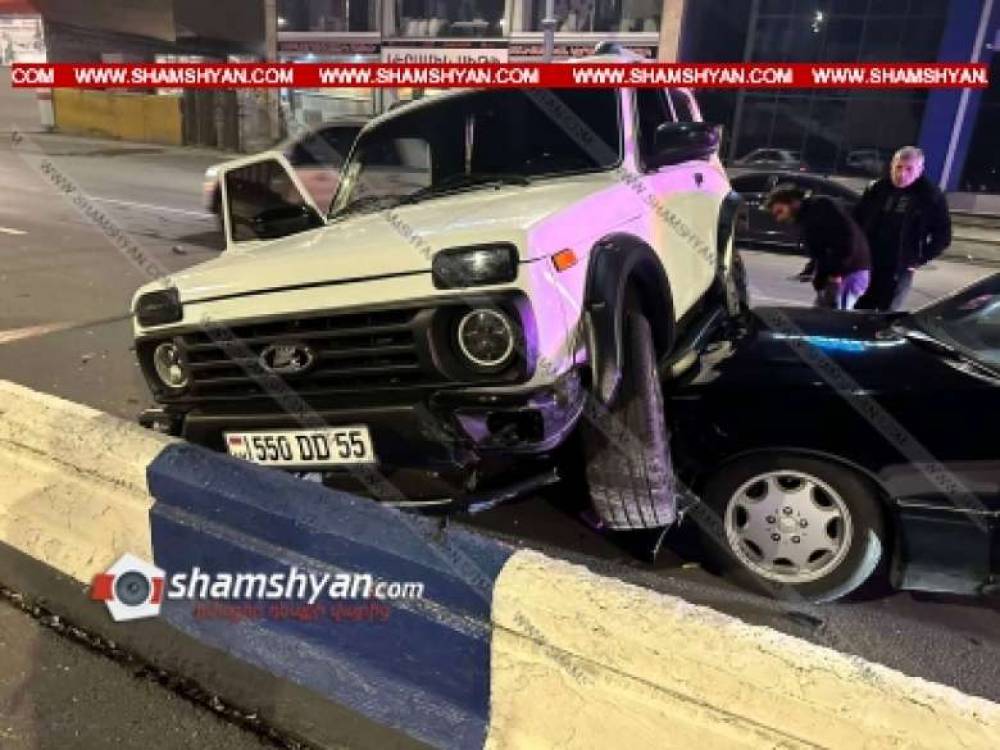 Կասկադյորական ավտովթար Երևանում. 20-ամյա վարորդը Նիվայով հայտնվել է Mercedes-ի «կապոտի» վրա