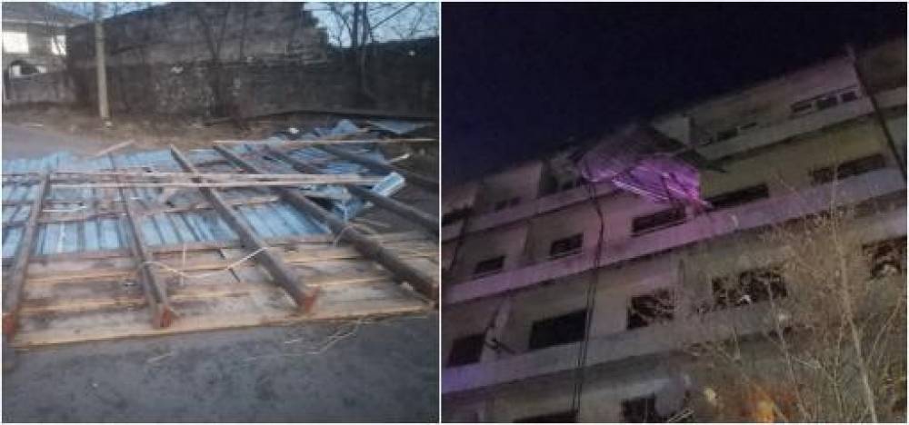Տանիքներն ու ծառերը քամու հետևանքով ընկել են ճանապարհի երթևեկելի հատված. երթևեկությունը փակ է