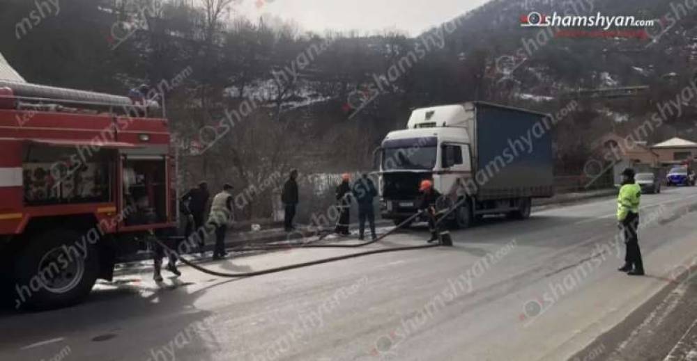 Արտակարգ դեպք՝ Տավուշի մարզում. Դիլիջանի ոլորանում հրդեհ է բռնկվել MAN մակնիշի բեռնատարում