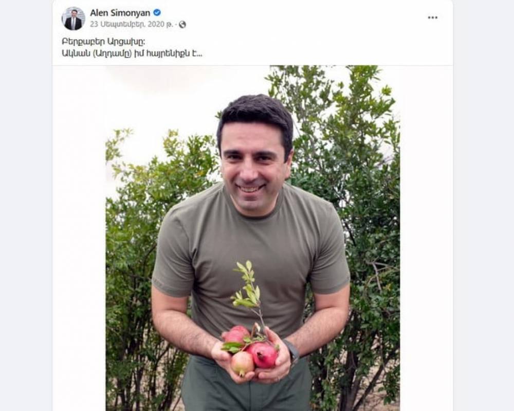 Բոլորս էլ սխալվում ենք. Ալեն Սիմոնյանը՝ «Ակնան (Աղդամը) իմ հայրենիքն է» գրառման մասին