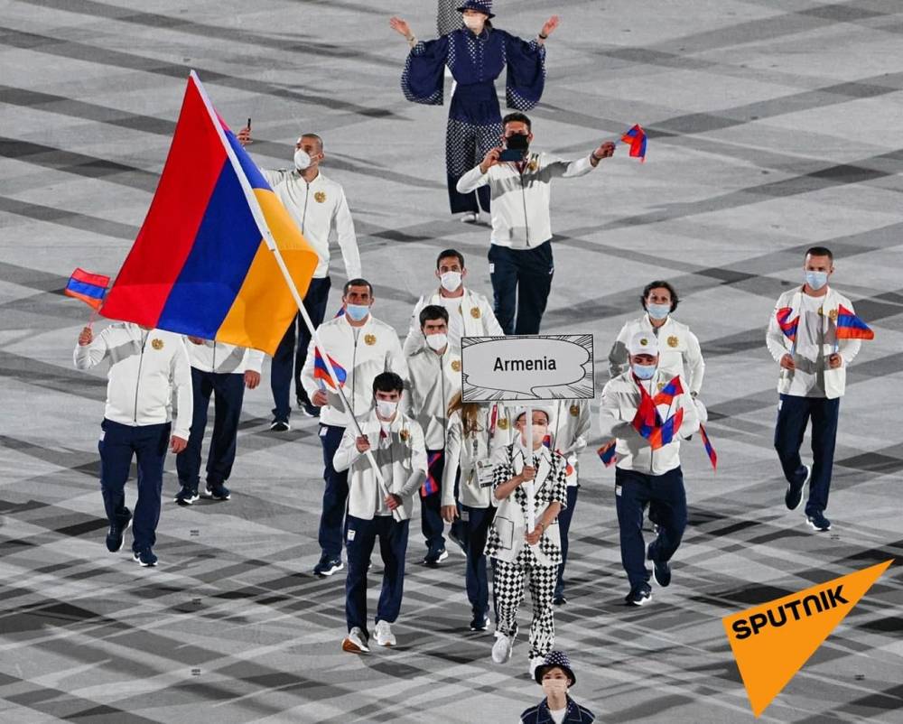 Հայաստանի օլիմպիական հավաքկանը Տոկիոյի օլիմպիադայի բացման արարողության ժամանակ
