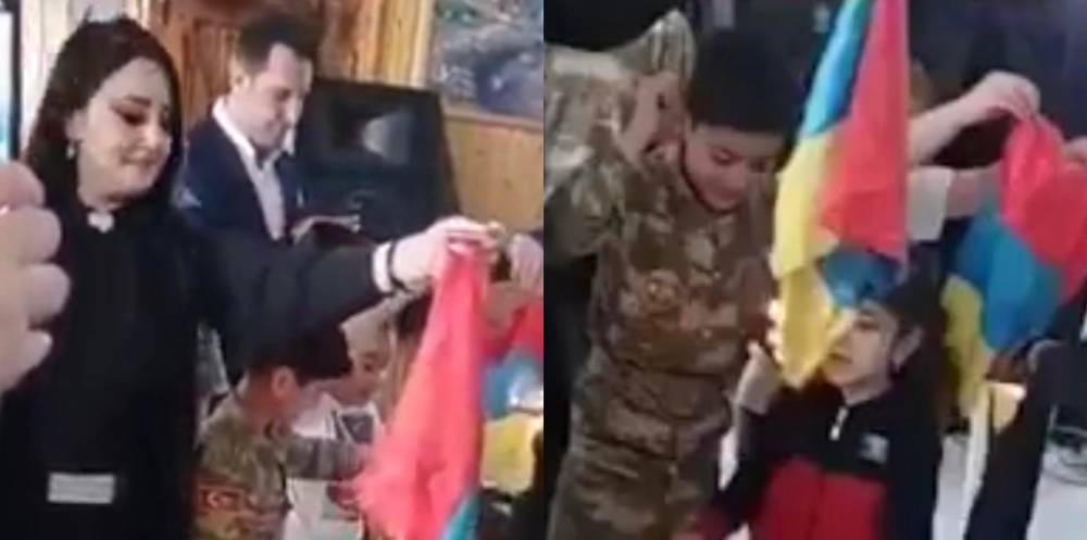 Տեսանյութ. Ու սրանց հետ   խաղաղություն հաստատե՞նք.Ադրբեջանցի երեխաներն այրում են Հայաստանի դրոշը